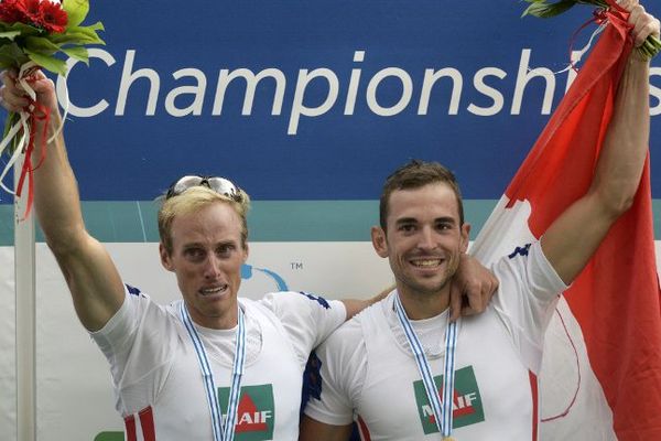 Stany Delaire et Jérémy Azou, lors des Championnats du monde à Aiguebelle