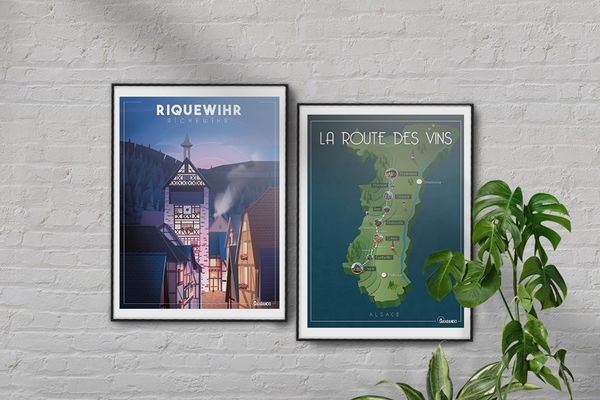 Les affiches Riquewihr et Route des vins de la collection Sakarando