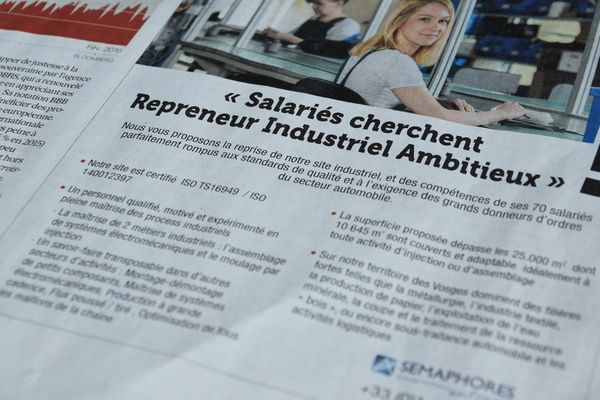 Annonce publicitaire pour chercher un repreneur pour Ficocipa. 