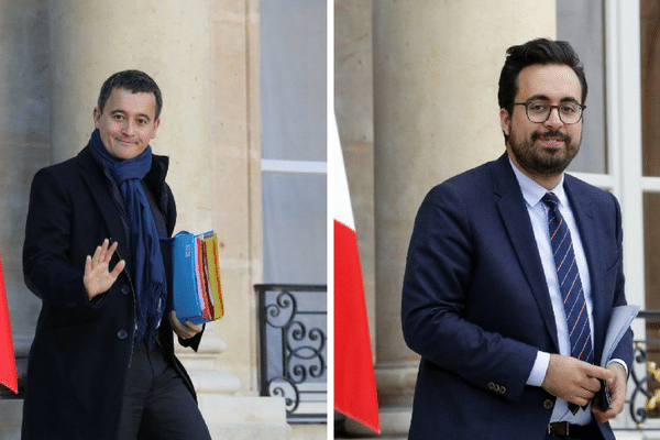 Gérald Darmanin (gauche), ministre de l'Action et des comptes publics, et le secrétaire d'État chargé du numérique Mounir Mahjoubi (droite) passeront la journée du  en Marne vendredi 24 novembre.