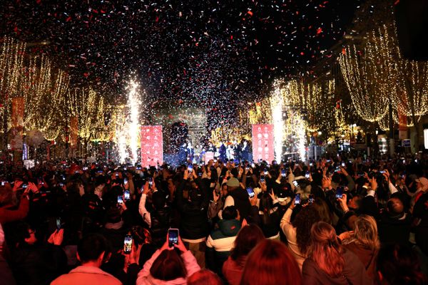 Cérémonie des illuminations des Champs-Elysées à Paris le 19 novembre 2023