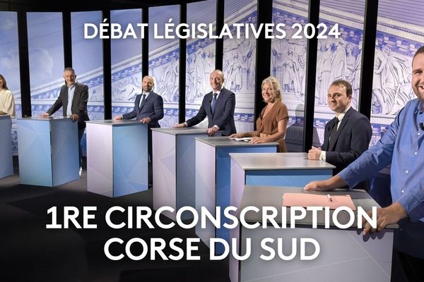 Débat entre 7 des 8 candidats en lice dans la 1re circonscription de Corse du Sud : Marc-Antoine Leroy (Nouveau Front populaire PCF), Lisandru Luciani (Mossa Palatina), Ariane Quarena Natali (Rassemblement National), Laurent Marcangeli (Horizons), Romain Colonna (Femu a Corsica), Jean-François Luciani (Partitu di a Nazione Corsa) et Emmanuelle Dominici (Core in Fronte).