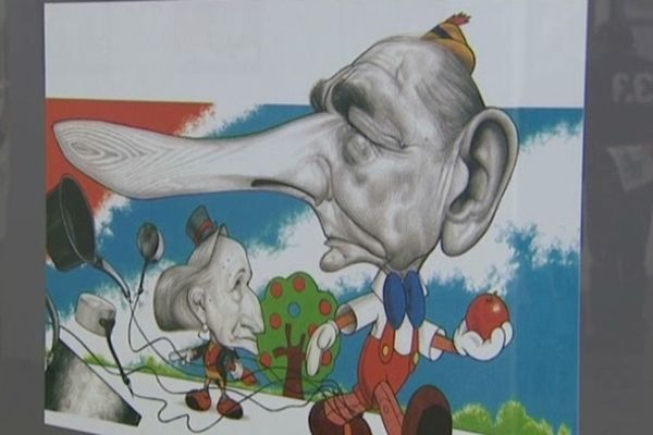 Ci-dessus, la caricature de Jacques et Bernadette Chirac