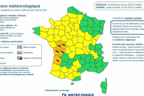 Poitou-Charentes placée en vigilance orange par Météo France