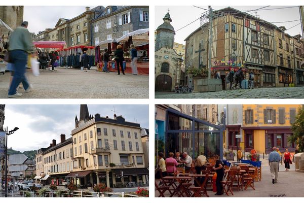 Les villes de Brive (en haut à gauche), Limoges (en haut à droite), Tulle (en bas à gauche) et Guéret (en bas à droite) ont été retenues pour le plac Action coeur de ville.