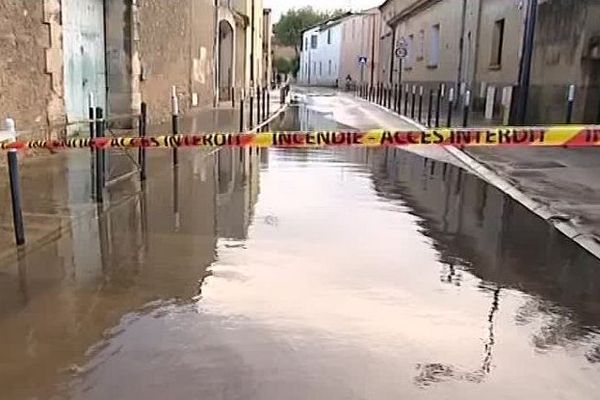 Lunel (Hérault) - les rues de la ville inondées - 16 septembre 2016.