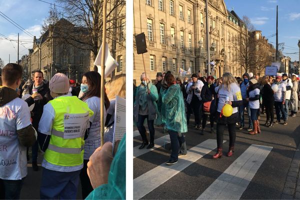 Banderoles et slogans étaient de sortie devant la préfecture puis tout autour de la place de la République.