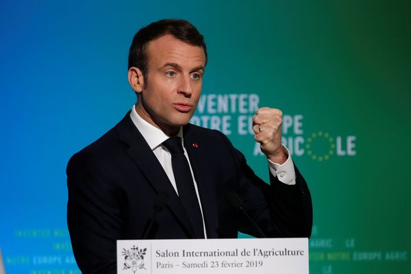 Emmanuel Macron lors de son discours au Salon de l'Agriculture à Paris, ce samedi 23 février 2019. 
