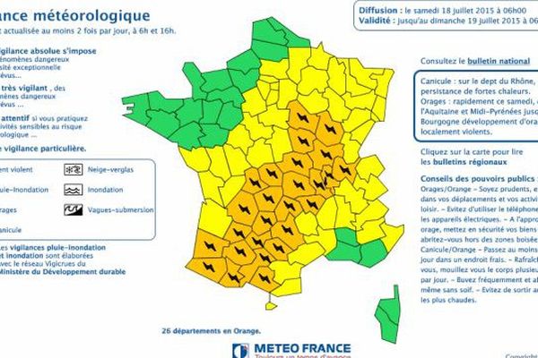 Carte du samedi 18 juillet 2015