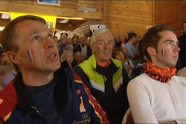 Le suspense était à son comble pendant la course de Martin Fourcade.Font-Romeu le 13 février 2014.
