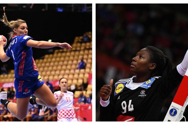 Les handballeuses franc-comtoises Chloé Valentini (à gauche) et Catherine Gabriel (à droite) font partie des 17 joueuses qui s'envoleront pour les JO de Tokyo en juillet 2021.