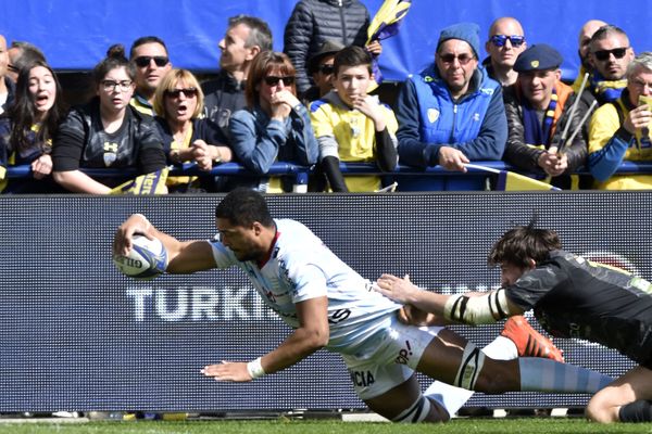 Le troisième essai du Racing 92, signé par Boris Palu, lors du quart de finale de la Coupe d'Europe face à Clermont, le 1er avril. 