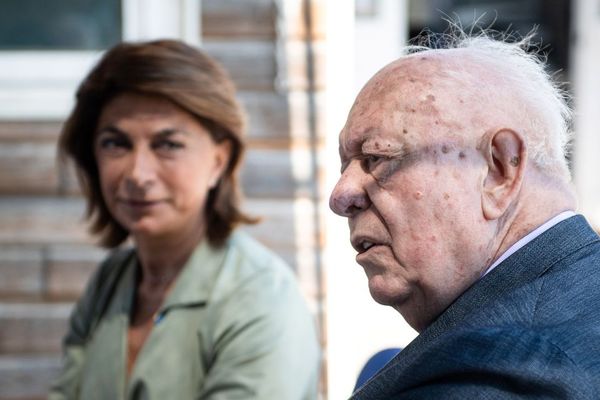 24.06.2020. Le maire sortant Jean-Claude Gaudin aux côtés de Martine Vassal, la candidate LR à Marseille.