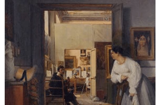 Jean ALAUX (1786-1864)
L'Atelier d'Ingres à Rome en 1818, 1818
Huile sur toile