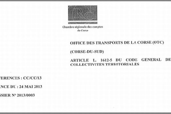 Rapport de la Chambre régional des comptes de Corse sur l'OTC