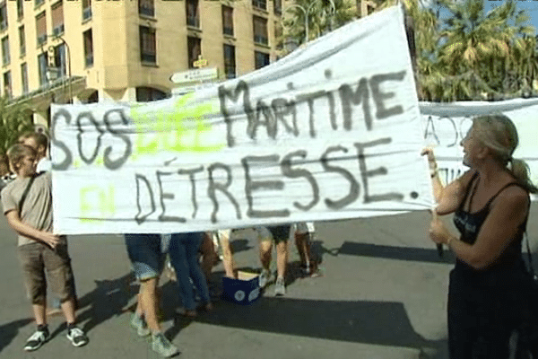 Les élèves et les professeurs du lycée maritime de Bastia dans les rues d'Ajaccio... Ils ont perturbé la circulation dans le centre-ville pour se faire entendre. 