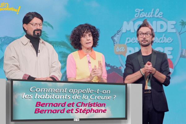 Pat Borg, Mélissa Billard et Fred Menuet dans un jeu bien connu parodié en "Tout le monde peut perdre sa place".