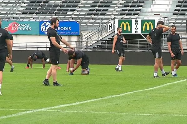 Les Brivistes à l'entraînement avant leur déplacement à Bayonne