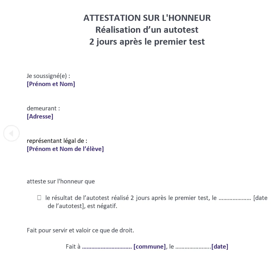 Covid-19 : voici l'attestation à remplir pour obtenir des autotests  gratuits 