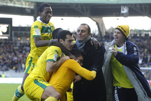 La joie des nantais à La Beaujoire après leur victoire 2-1 sur Caen, le 15 décembre 2012