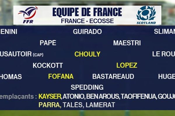 La composition du XV de France lors du match des six Nations qui affrontera l'Ecosse, samedi 7 février (18h), au Stade de France.