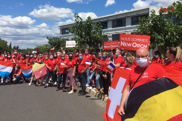 Montpellier : manifestation pro-Mestre devant le siège d'Orchestra-Prémaman avant l'audience de mardi - 15 juin 2020.