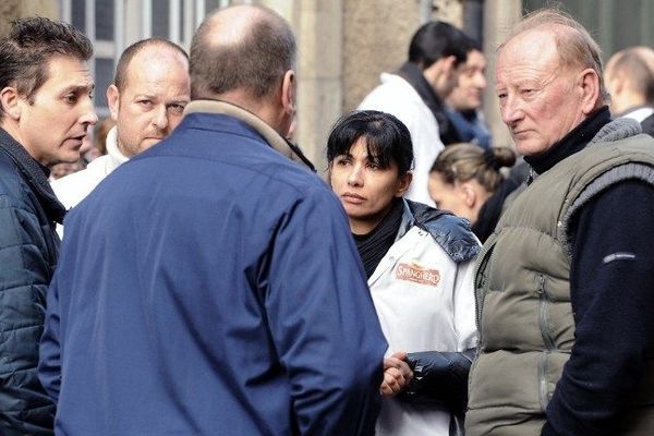 Les salariés de Spanghero devant la préfecture de l'Aude le 15 février