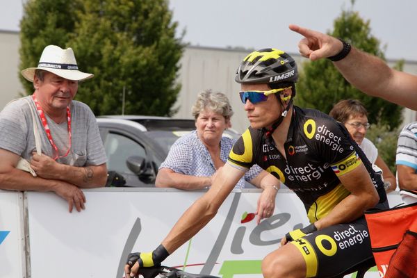 Sylvain Chavanel à l'arrivée de la 3e étape, durant laquelle il s'est blessé au poignet. 