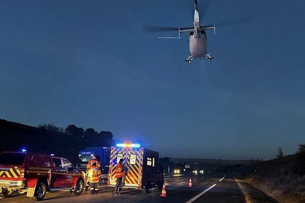 Accident grave sur l'A66, les blessés transportés par l'hélicoptère du SAMU