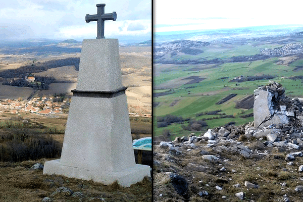 La croix du Puy-de-Saint-Sandoux a volé en éclat, dimanche 11 mars 2018, avec la foudre. 