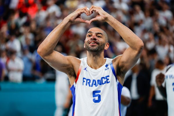 Nicolas Batum à l'issue de la demi-finales des Jeux olympiques de Paris remportée face à l'Allemagne.