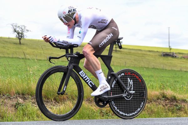 Dorian Godon, de l'équipe AG2R Citroën team sur le critérium du Dauphiné le 2 juin 2021. 