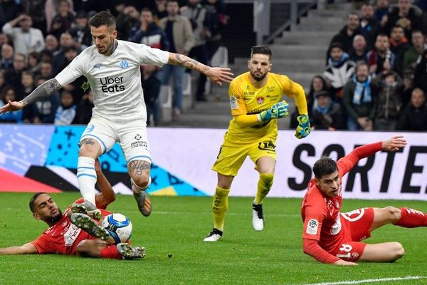 Dario Benedetto le 29 novembre 2019 au vélodrome contre Brest