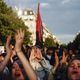 Mouvements de liesse après la victoire du Nouveau Front Populaire dimanche 7 juillet place de la République à Paris.