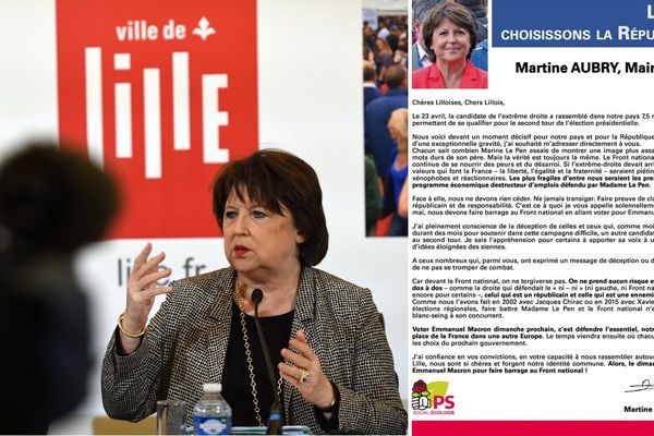 Martine AUbry, maire de Lille. A droite, le tract adressé aux Lillois.