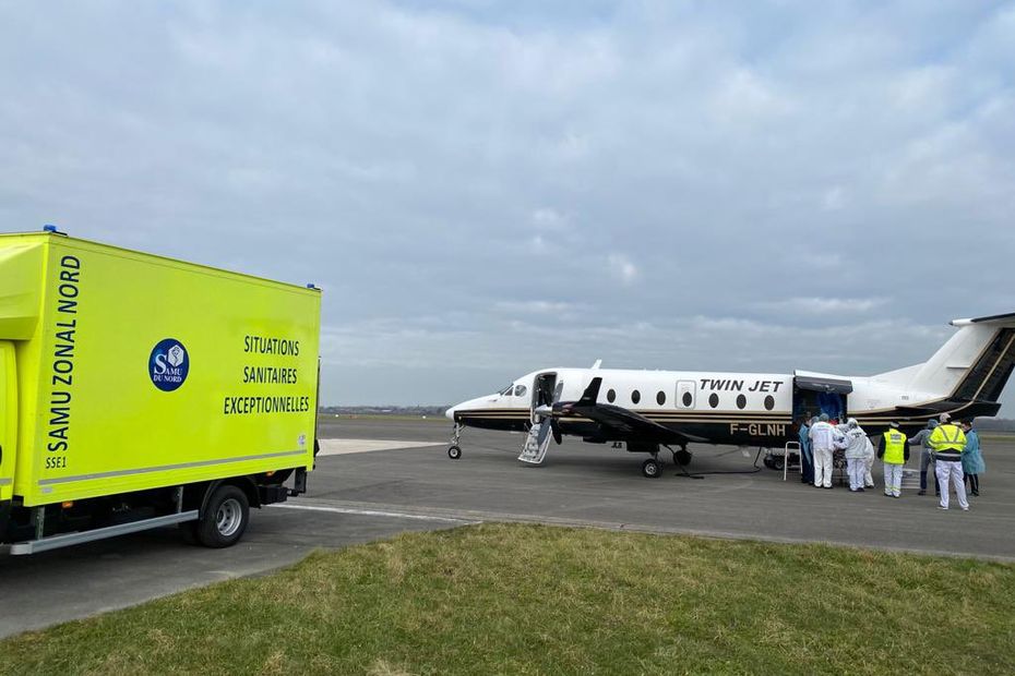 three patients evacuated from Dunkirk and Calais to Limoges to relieve congestion in saturated hospitals