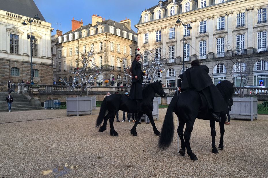 Rennes: horse show in the city center