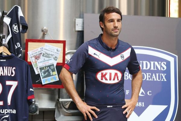 Marc Planus à l'occasion de la présentation du maillot des Girondins pour la saison 2014-2015.