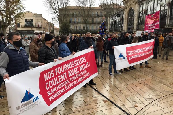 Narbonne (Aude) - manifestation de l'UMIH - 15 décembre 2020.