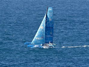 Thibaut Vauchel-Camus convoyait son Ocean fifty "Solidaires en peloton" après avoir participé à la Med Max, première course à la voile entre Port-Camargue dans le Gard et Saïda au Maroc