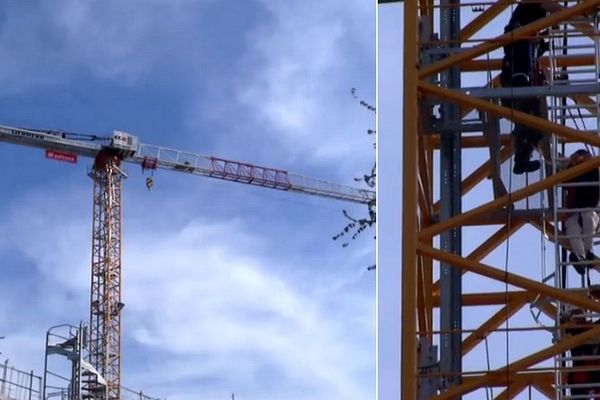 L'homme était retranché sur le contrepoids de la grue, à 30 mètres de hauteur. 