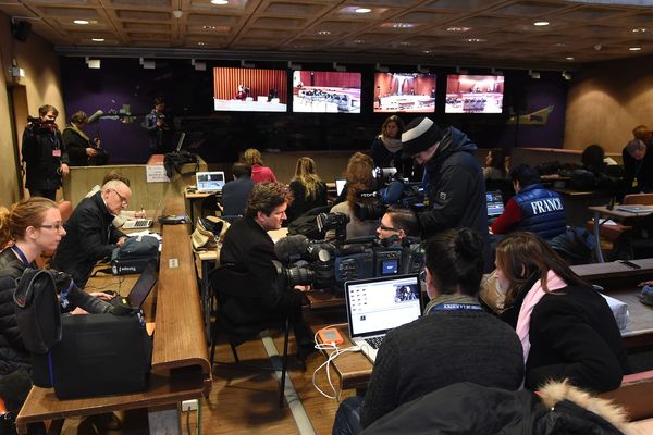 La salle de presse spéciale pour le procès Carlton