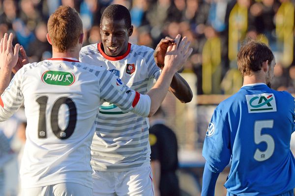 Le Rennais Abdoulaye Doucouré a signé un doublé contre Dunkerque (en bleu).