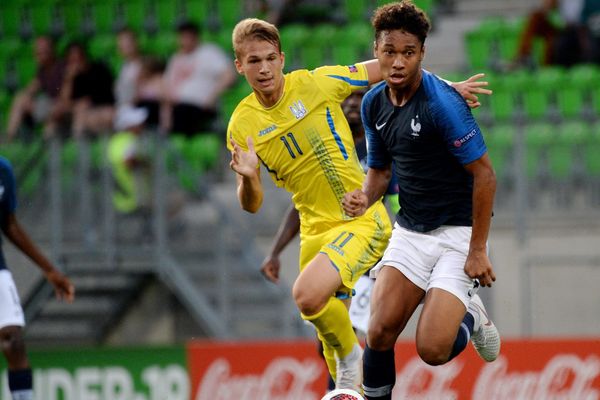 Boubacar Kamara lors de France-Ukraine à l'Euro U19