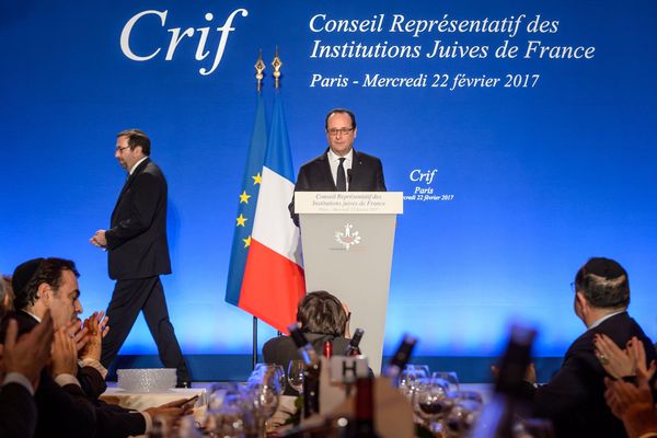 François Hollande, lors du dîner annuel du Crif à Paris, le 22 février 2017.