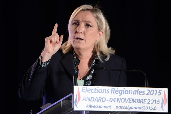 Marine Le Pen, lors d'un meeting FN le 4 novembre dans le Maine-et-Loire