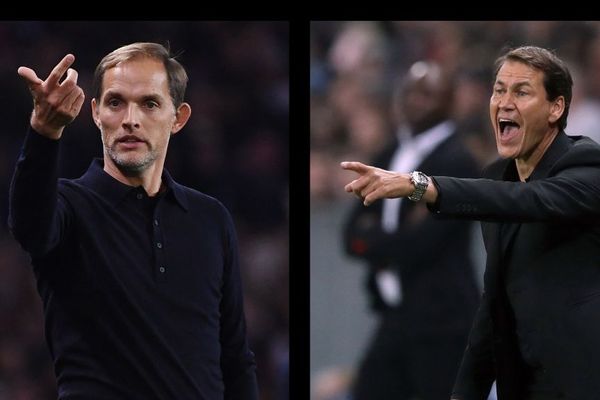 Les entraîneurs Thomas Tuchel (PSG) et Rudi Garcia (OM).