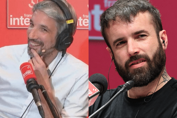 L'humoriste Aymeric Lompret (à droite), qui coprésentait l'émission Le Grand dimanche soir sur France Inter, a démissionné de la radio.