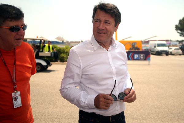 Christian Estrosi en visite au circuit Paul-Ricard en marge du Grand Prix de France de Formule 1, au Castellet (Var), en juin 2018.