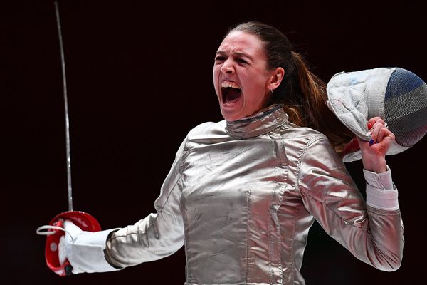 Manon Brunet lors des championnats du monde d'escrime, en juillet 2018. 